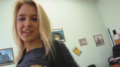 Mesmerizing blonde teen gets her twat nailed deep in her job interview