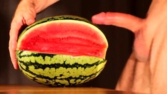 water melon cum - fucking a melon and cumming