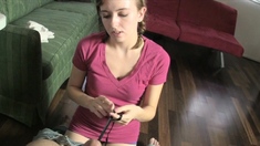 Small titted brunette amateur anal nailed at home