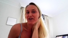 Busty blonde mature solo masturbation for webcam