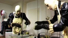 two women fetish latex asslicking and anal mff