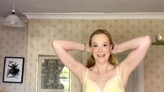 Amateur redhead shaves and masturbates