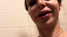 Nasty brunette pornstar with big boobs