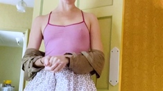 Cute amateur brunette naughty in solo jerking show on camera