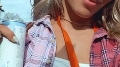 Busty Czech amateur fucks outdoor in public