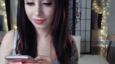 Cute curly brunette solo webcam masturbation