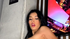 Stacked brunette goes solo toys and masturbation