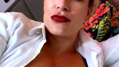 Hot babe Sophie Paris having horny solo toy masturbation