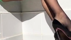 Busty brunette solo masturbation