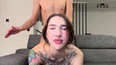 He cums into her boss's tea during the job interview