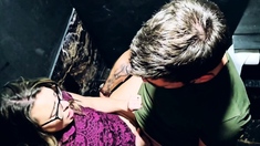 Hot brunette amateur MILF rides hubbys cock