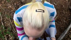 hot german amateur blonde outdoor blowjob nice facial