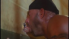 Hung Muscular Inmates Suck Each Other Off Through A Glory Hole