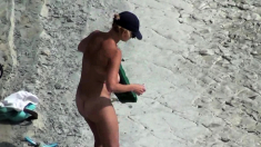 Voyeur on public beach Cook Jerking and Oral Sex Stimulation