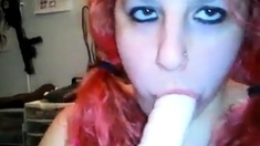 Redhead pigtails play with pussy with a dildo - negrofloripa