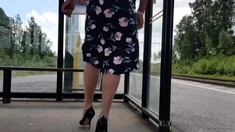 Hannatransa Chastity Crossdresser Outdoors At Train Station.