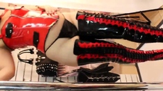 Pleaser-Delight PVC Outfit PVC Thigh High Platform Boots.